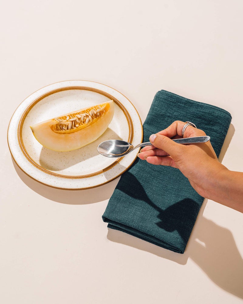 Caldo Linen Dinner Napkins - Rustic- Soft and Durable Cloth - Washable and Reusable- 4 Pack - 20x20 inch (Spruce) - Image 4